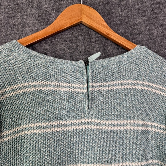 Talbots Sweater Womens XL Blue White Striped Open Knit Casual Coastal Pullover - Picture 6 of 11